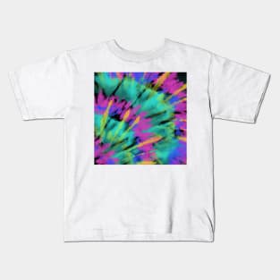 Tie Dye Sunburst Disco Pink Green Blue Kids T-Shirt